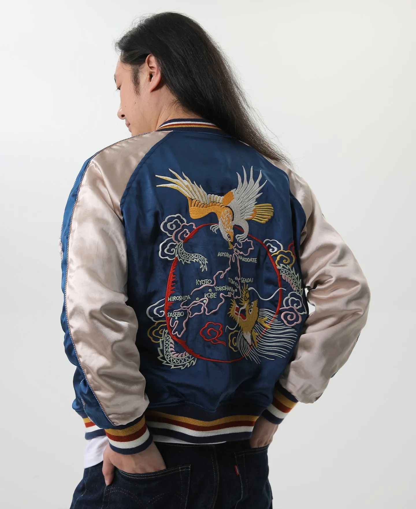 1950s Reversible Acetate Souvenir Jacket - Dragon Tiger Falcon