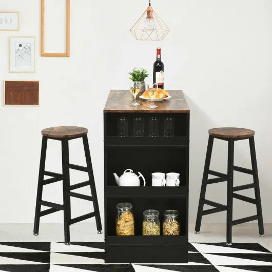 3 Pieces Bar Table Set with Storage