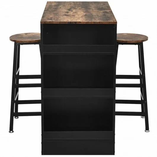 3 Pieces Bar Table Set with Storage