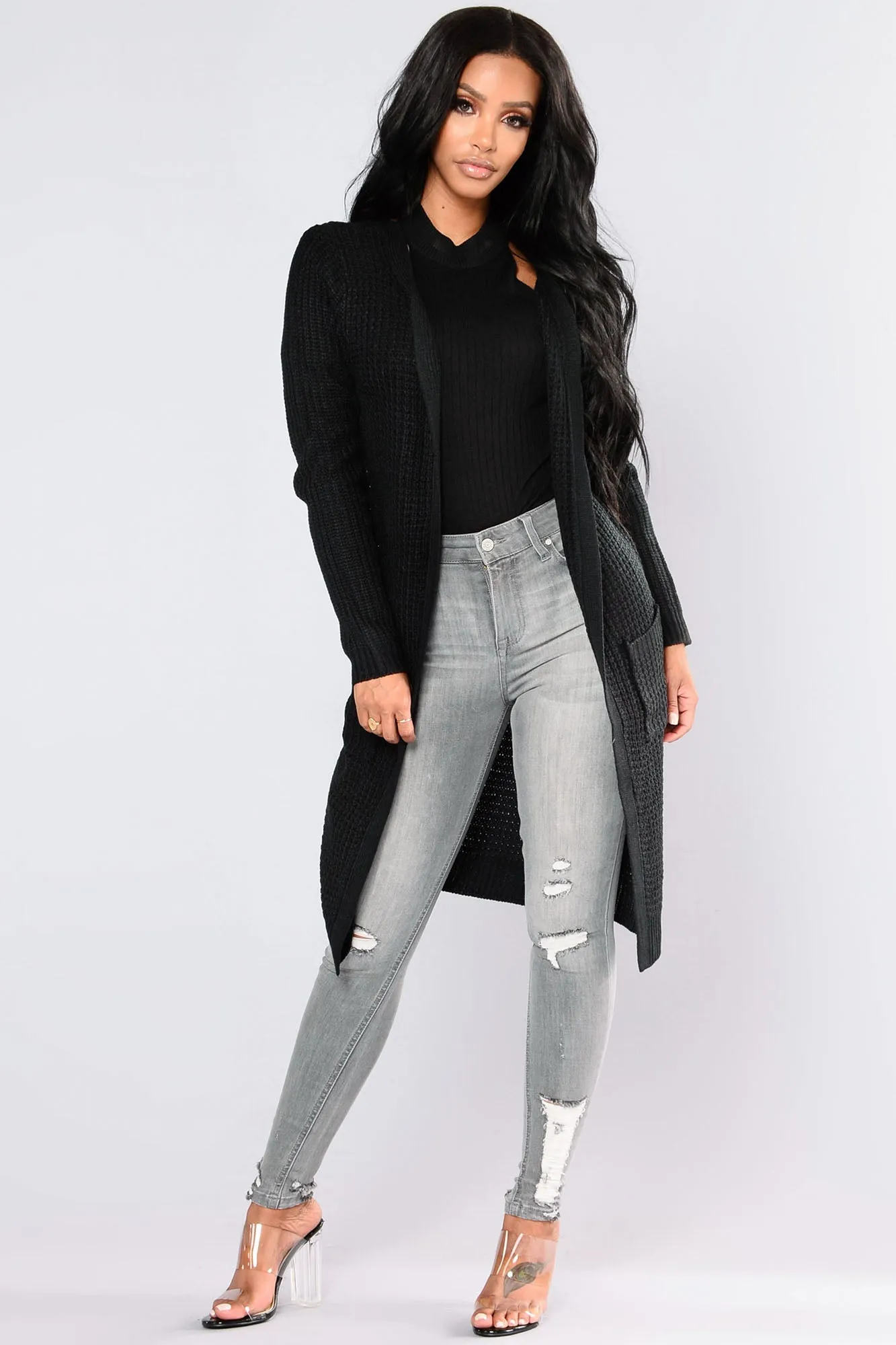 Abella Duster Sweater - Black