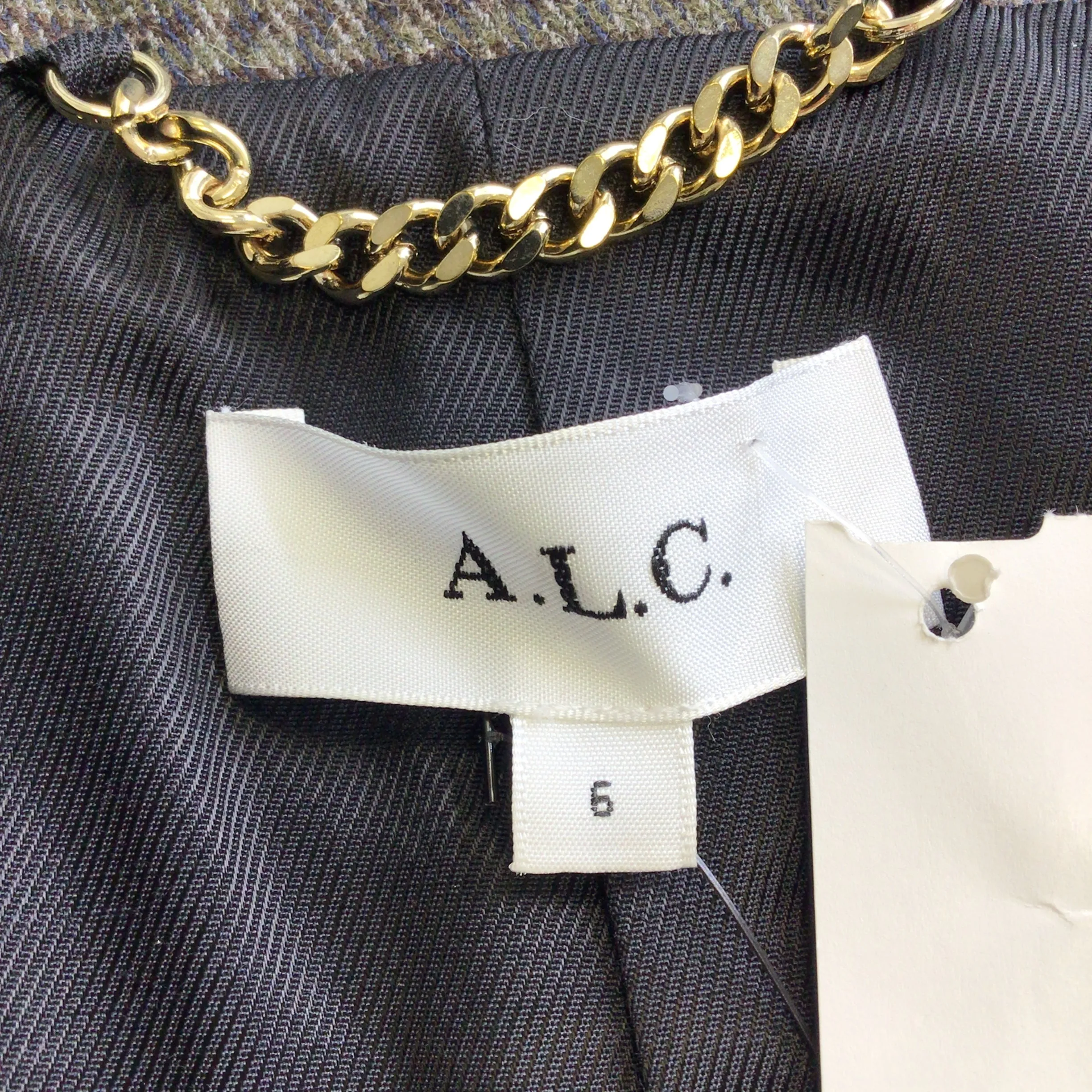 A.L.C. Charcoal Multi Mavis Windowpane Plaid Wool Blend Jacket