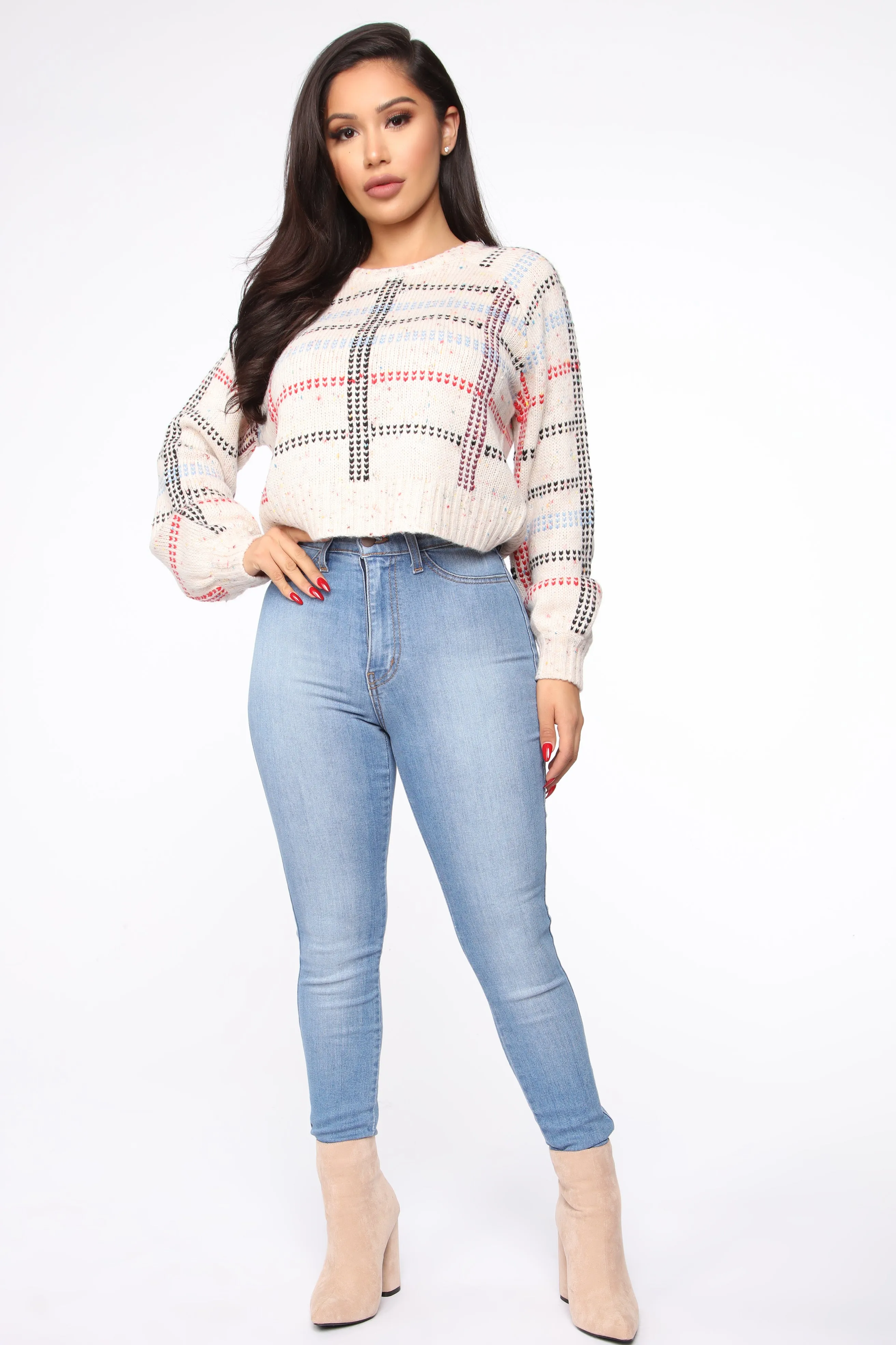 All About Plaid Sweater - Multi Color