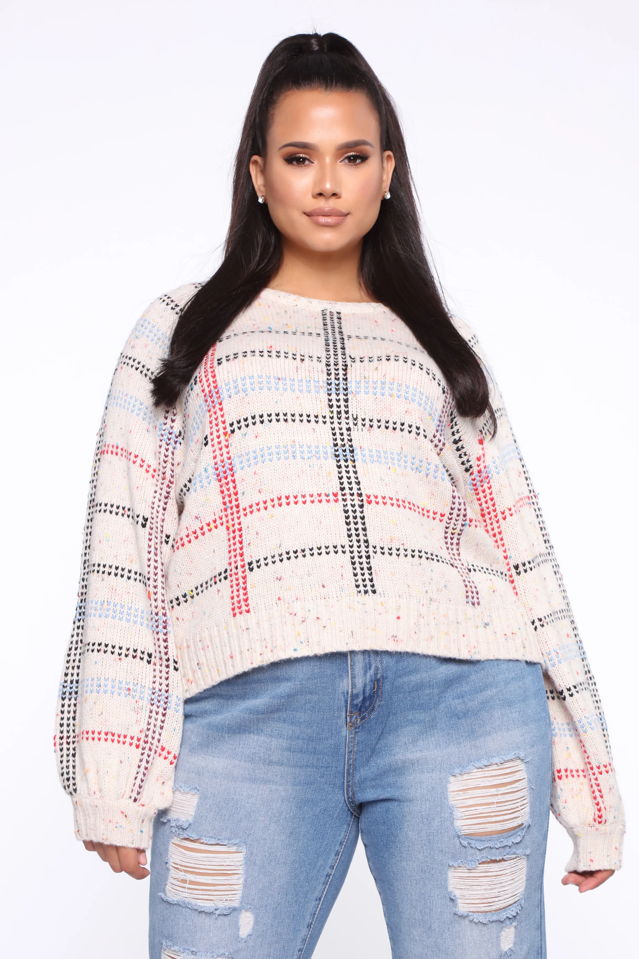 All About Plaid Sweater - Multi Color