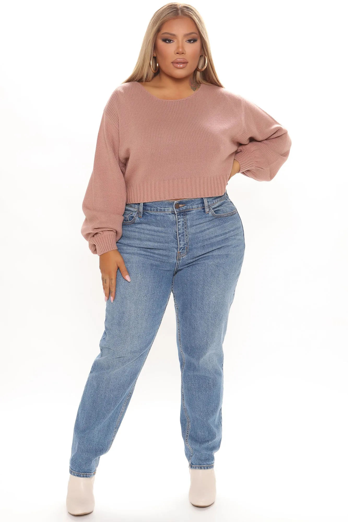 All She Needs Cropped Sweater - Mauve