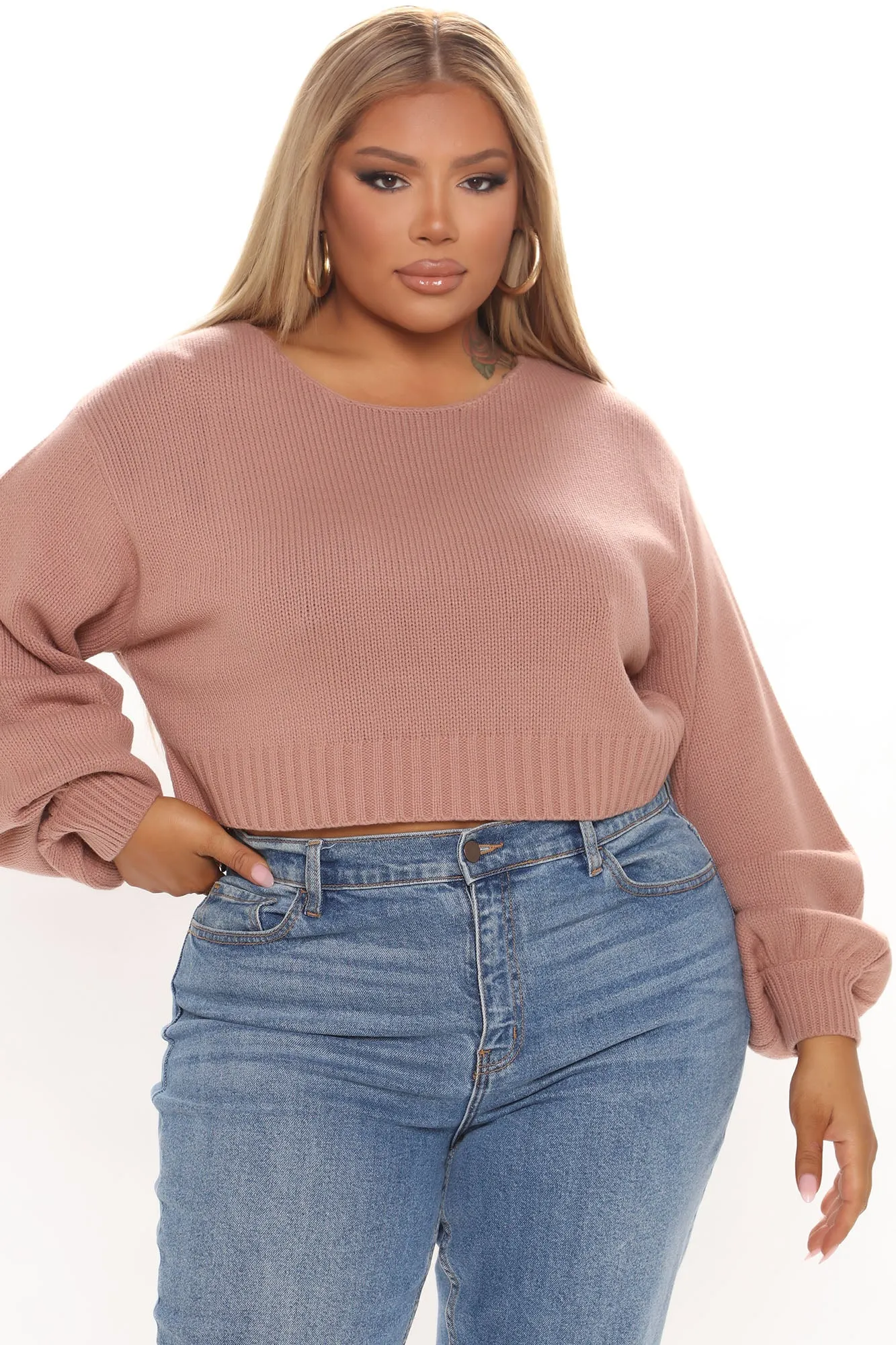 All She Needs Cropped Sweater - Mauve