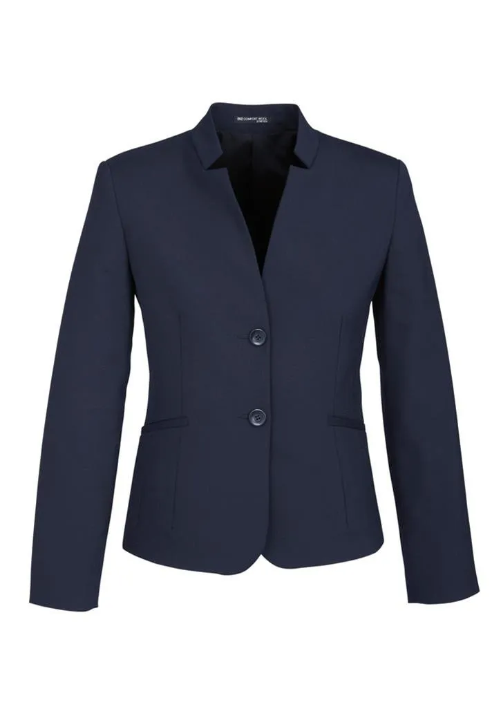 Biz Corporates Womens Comfort Wool Stretch Short Jacket with Reverse Lapel (64013)