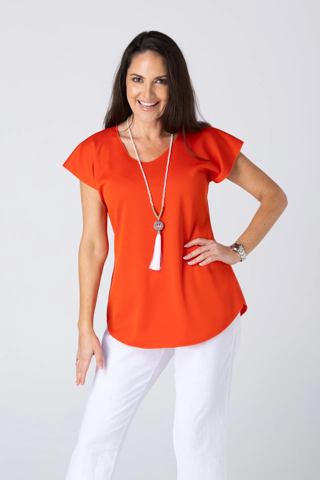 Burnt Orange Activewear Short Sleeve Top