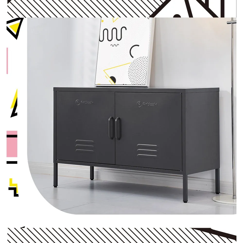 Cold Rolled Steel Buffet Sideboard Cabinet, Black - ArtissIn