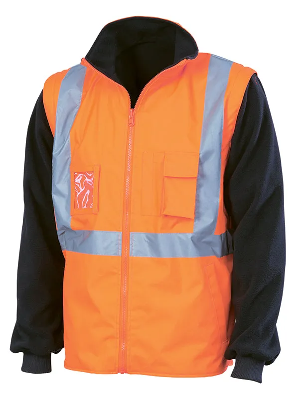 DNC Hi Vis 4 in 1 Zip Off Sleeve Reversible Vest 'X' Back With Additional Tape On Trail (3990)