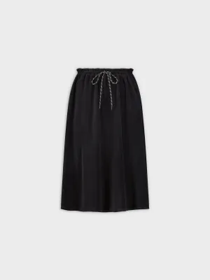 DRAWSTRING VELOUR SKIRT 25"-BLACK