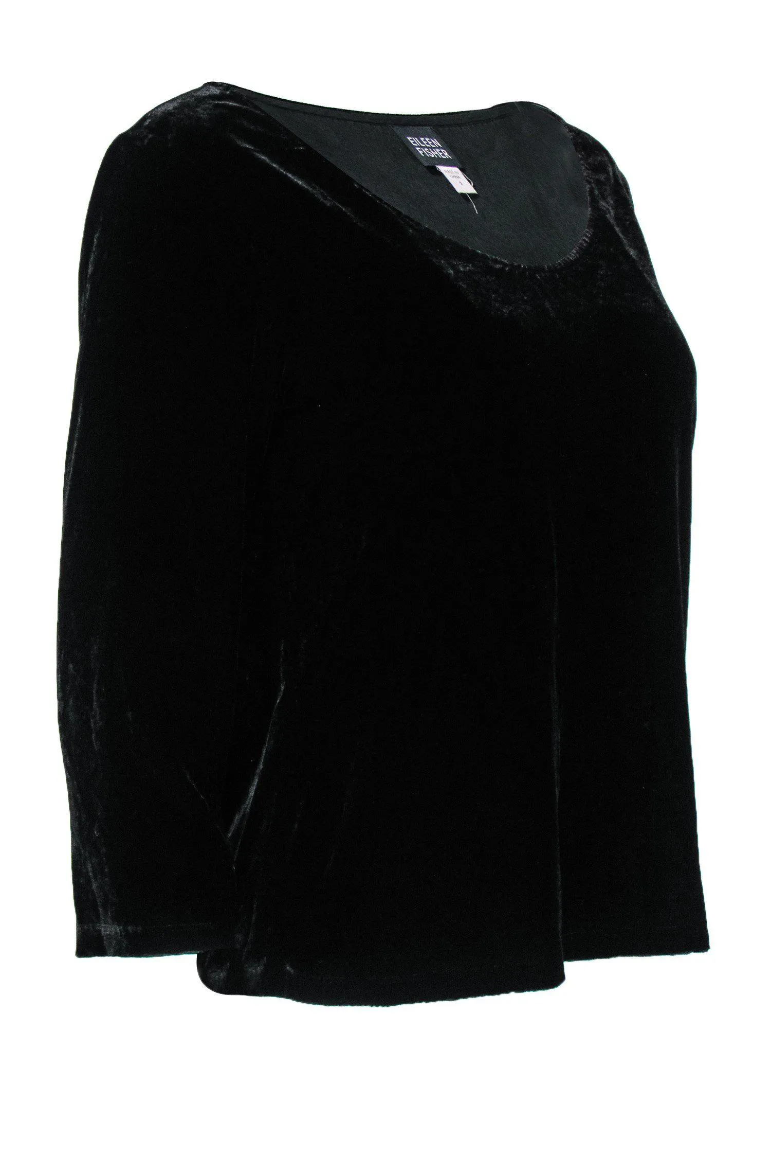 Eileen Fisher - Black Velvet Three-Quarter Sleeve Top Sz S