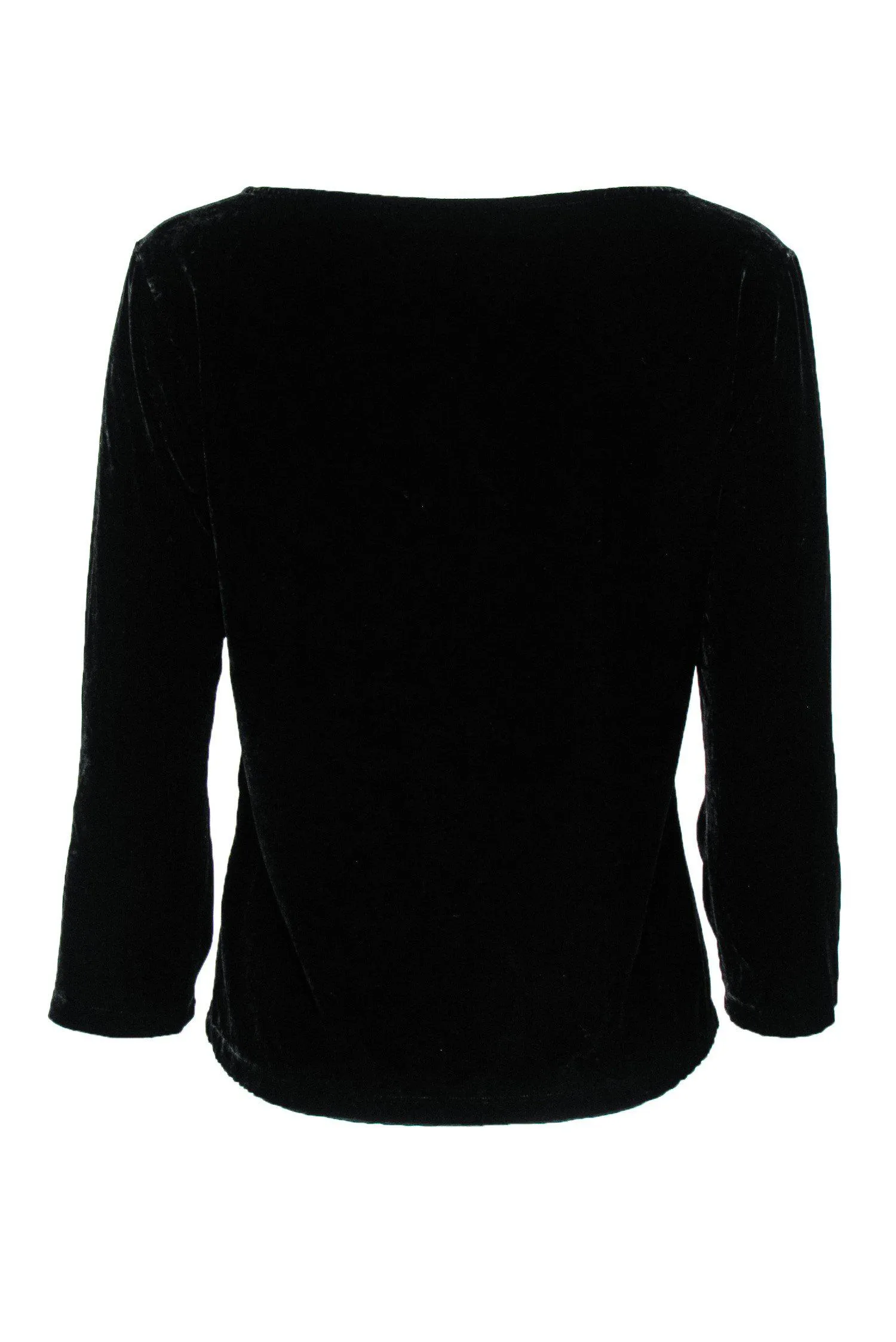 Eileen Fisher - Black Velvet Three-Quarter Sleeve Top Sz S