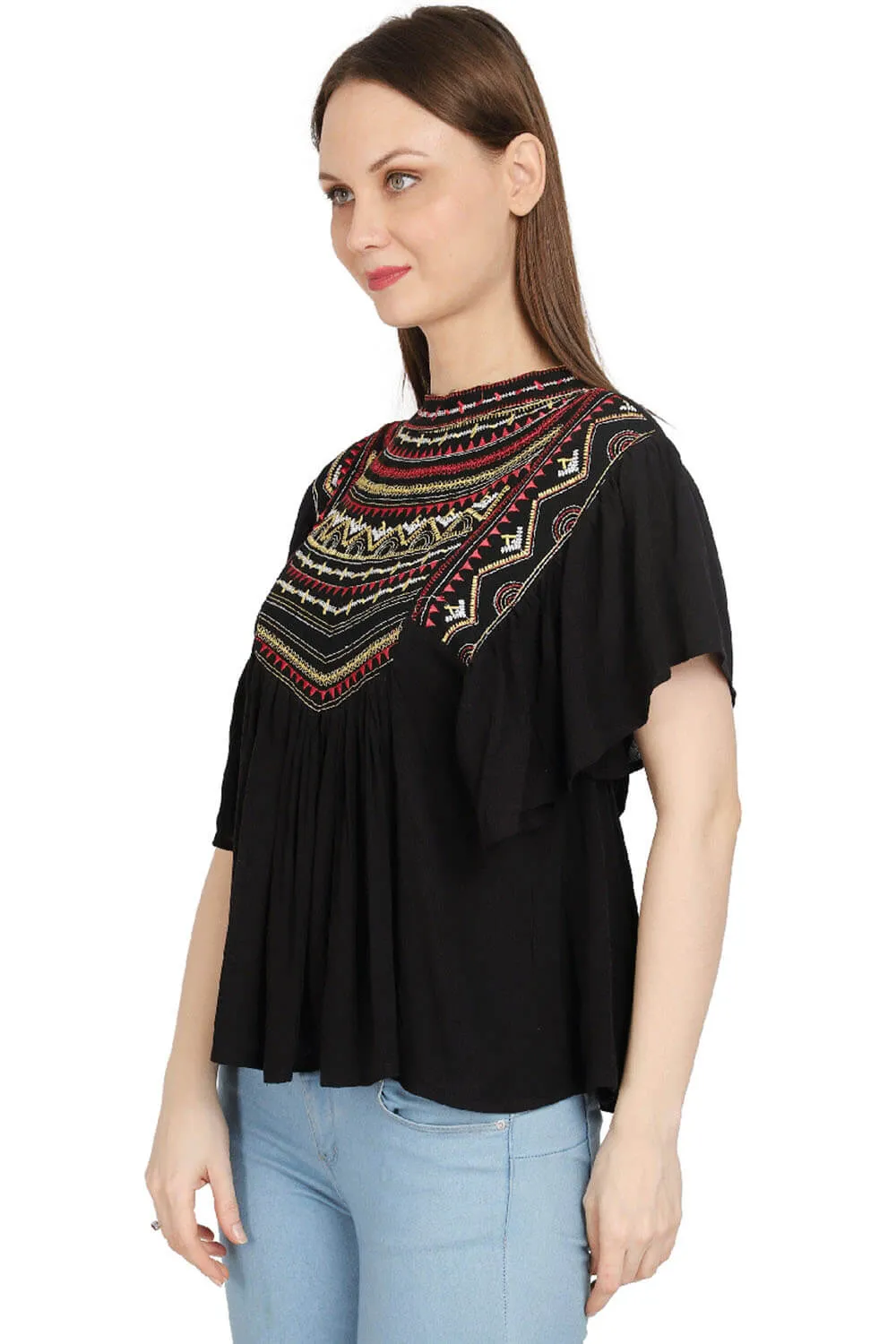 Elegance Embroidered Black Top