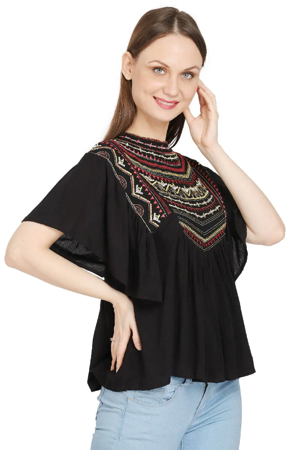 Elegance Embroidered Black Top