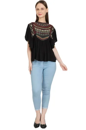 Elegance Embroidered Black Top