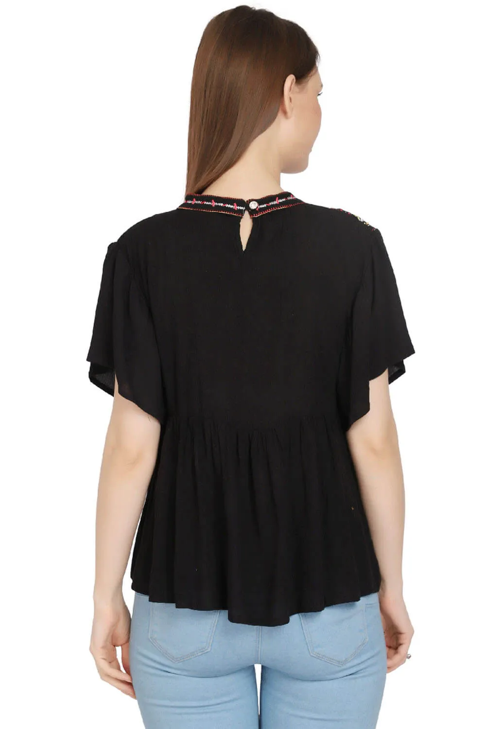 Elegance Embroidered Black Top