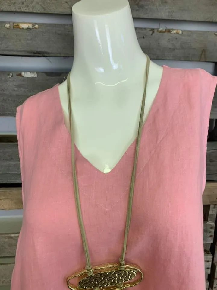 FBT918 FRAYED EDGE TANK TOP-Quartz Pink