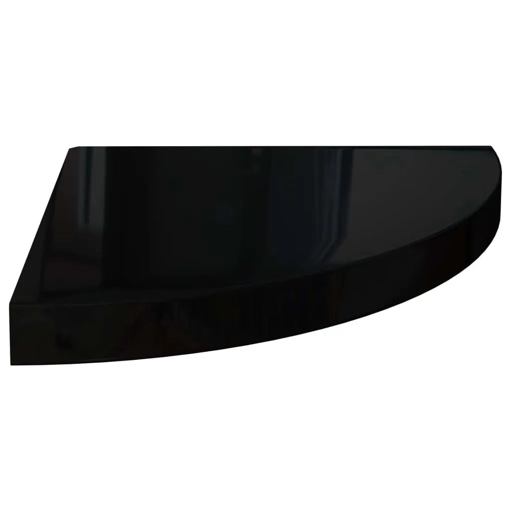 Floating Corner Shelves 4 pcs High Gloss Black 35x35x3.8 cm MDF