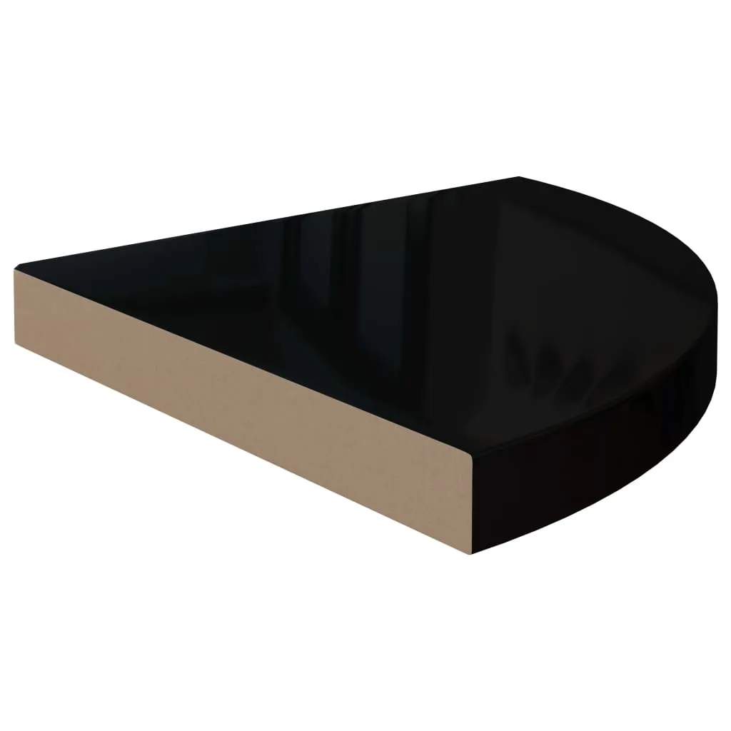 Floating Corner Shelves 4 pcs High Gloss Black 35x35x3.8 cm MDF