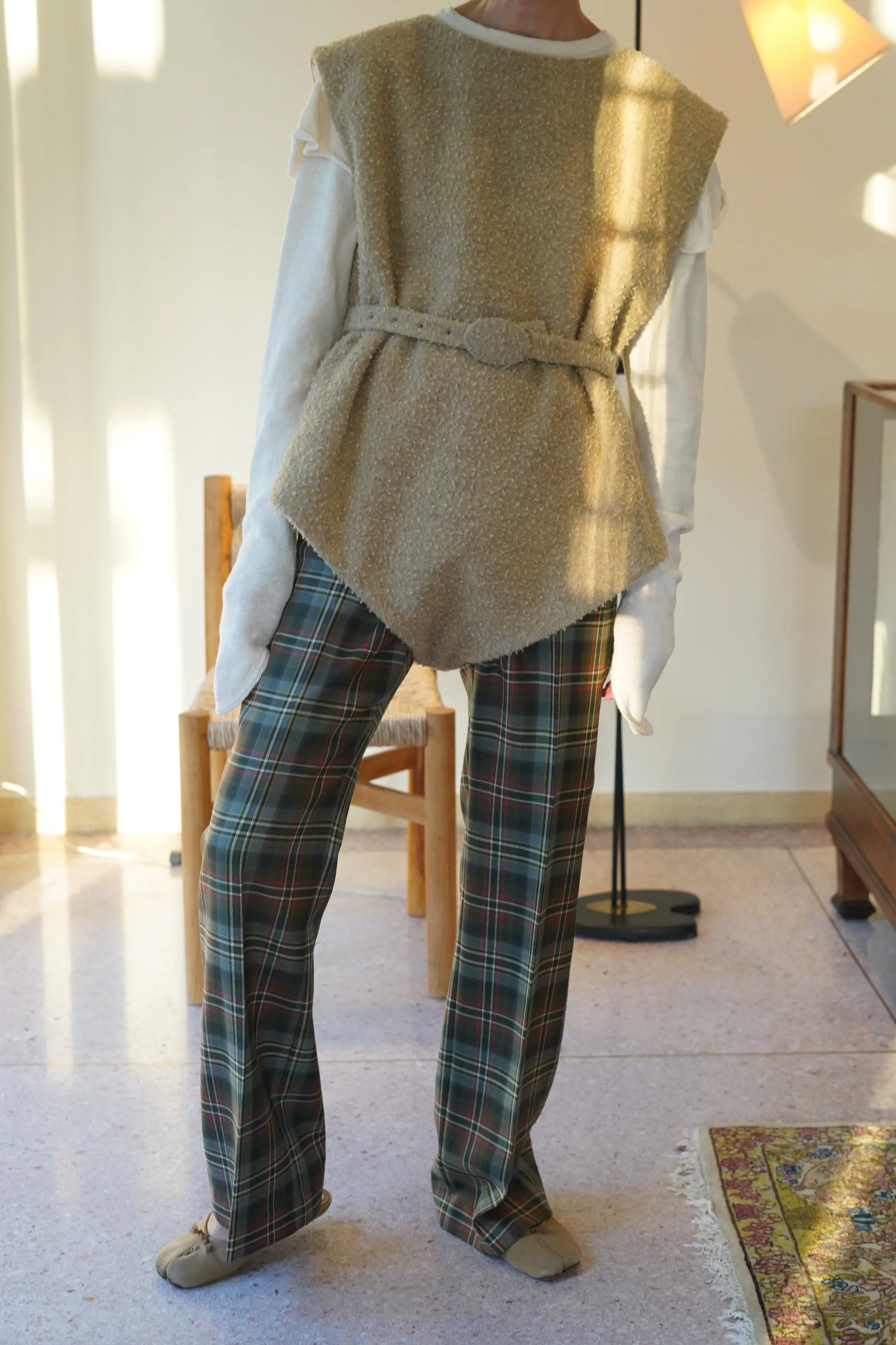 FUMIKA_UCHIDA<br>TARTAN PLAID ADJUSTABLE BELTED PANTS