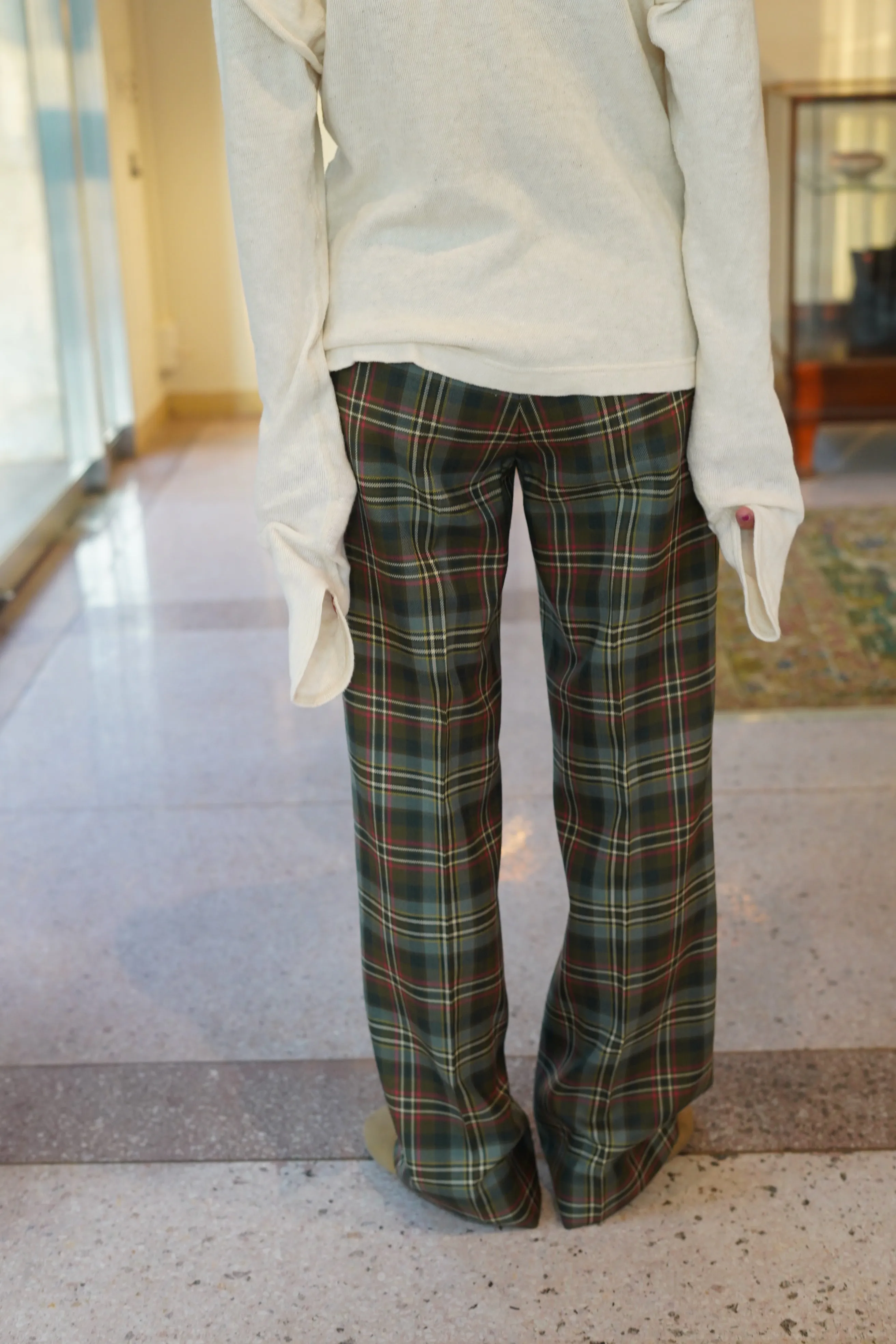 FUMIKA_UCHIDA<br>TARTAN PLAID ADJUSTABLE BELTED PANTS