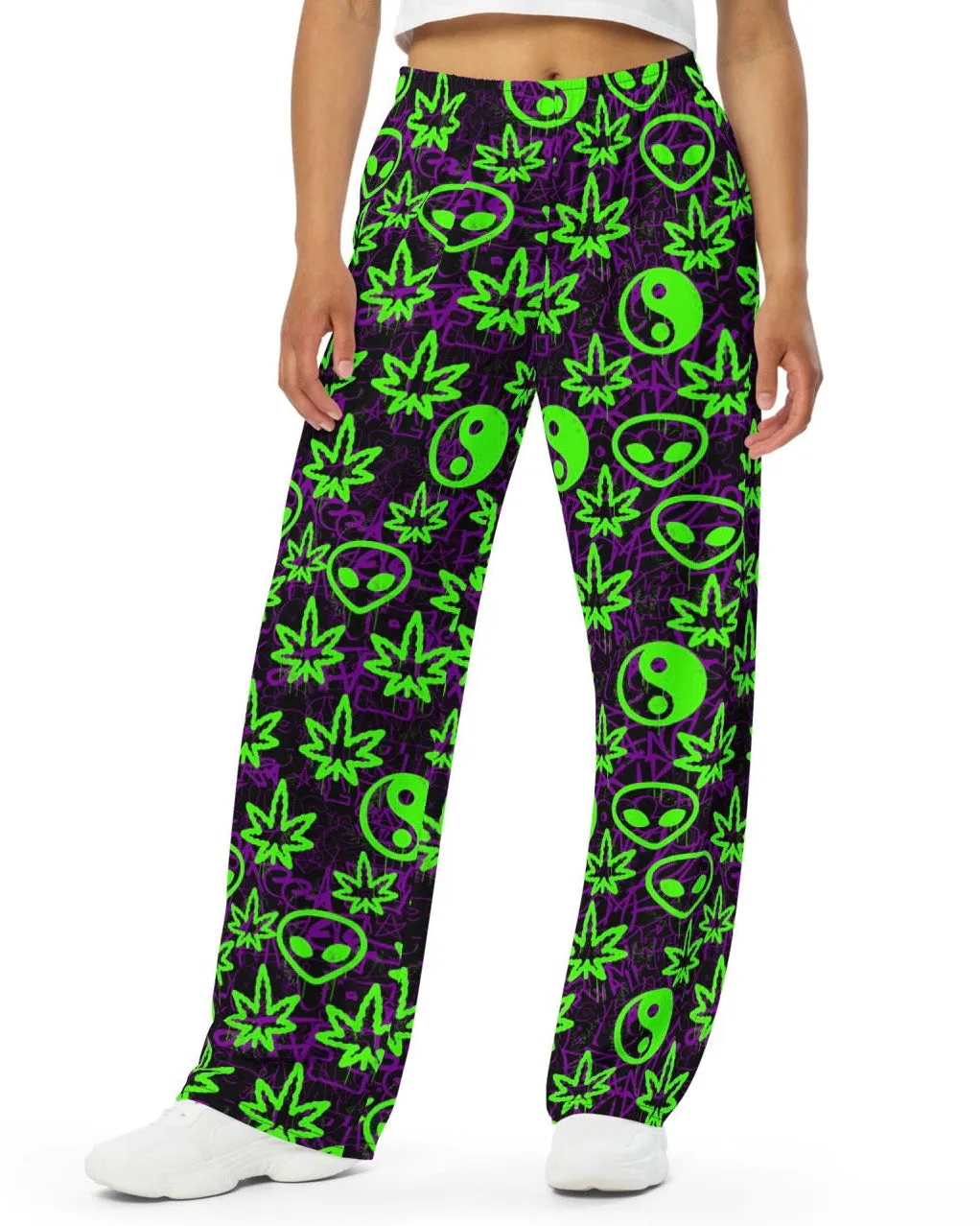 Ganja Graffiti Wide Leg Pants