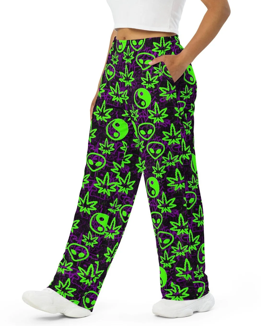 Ganja Graffiti Wide Leg Pants