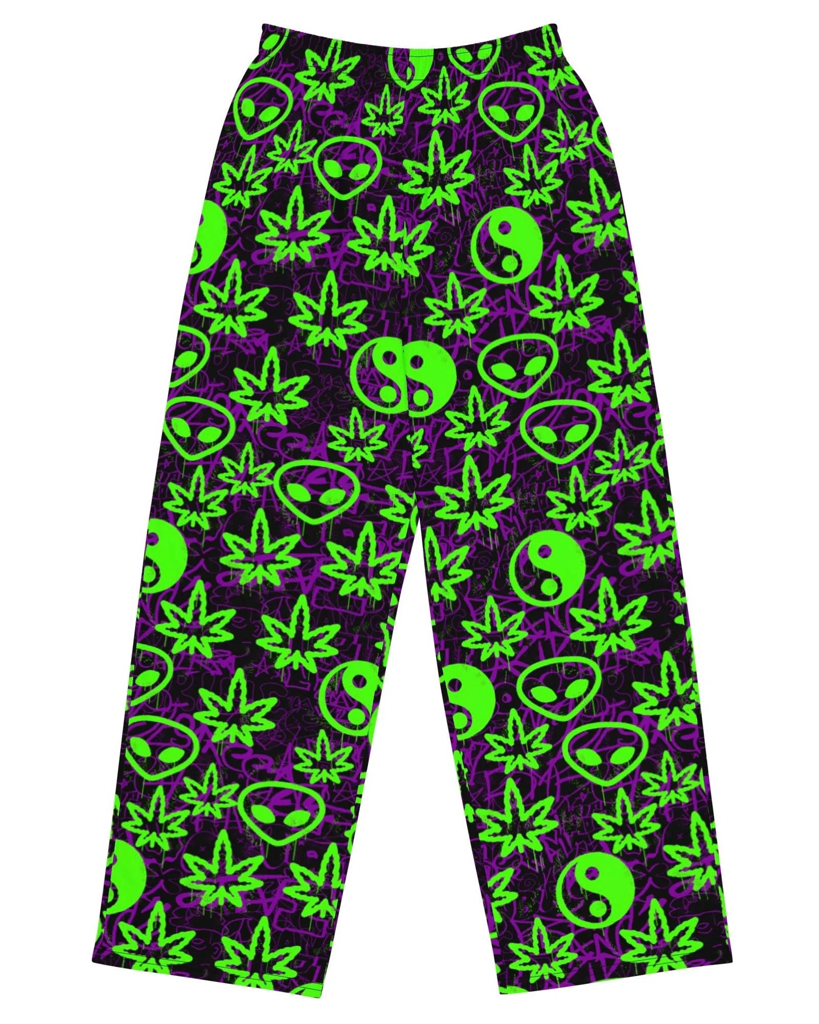 Ganja Graffiti Wide Leg Pants