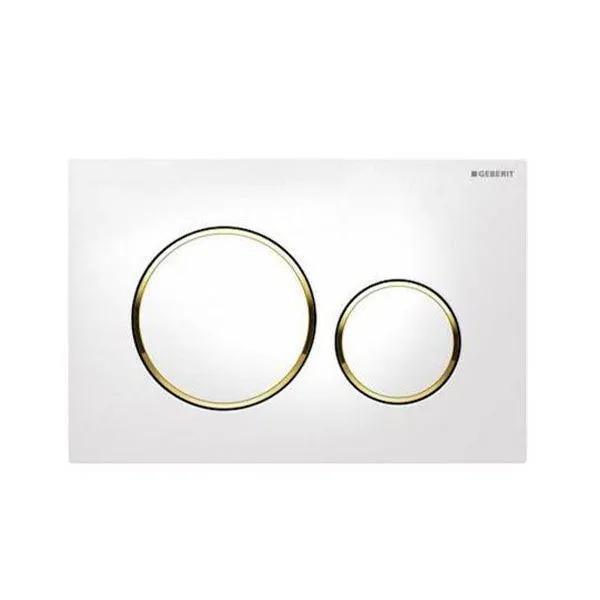 Geberit Sigma 20 Dual Flush Plate White with Gold Trim