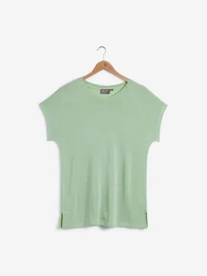 Gia Curves Sage Green Shimmer Detailed Top