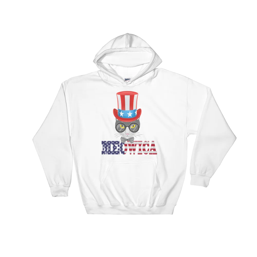 Gray Cat With Big Hat USA Hoodie