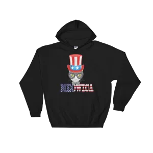 Gray Cat With Big Hat USA Hoodie