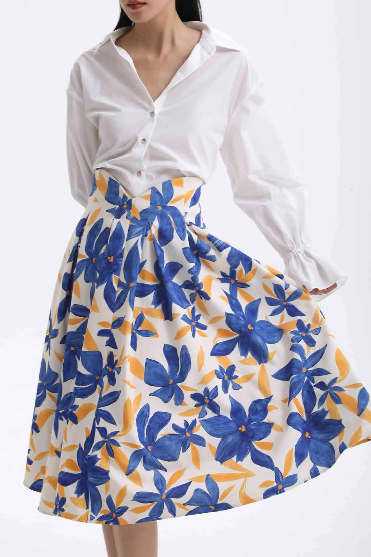 ITALIAN WATERCOLOUR PRINT SKIRT