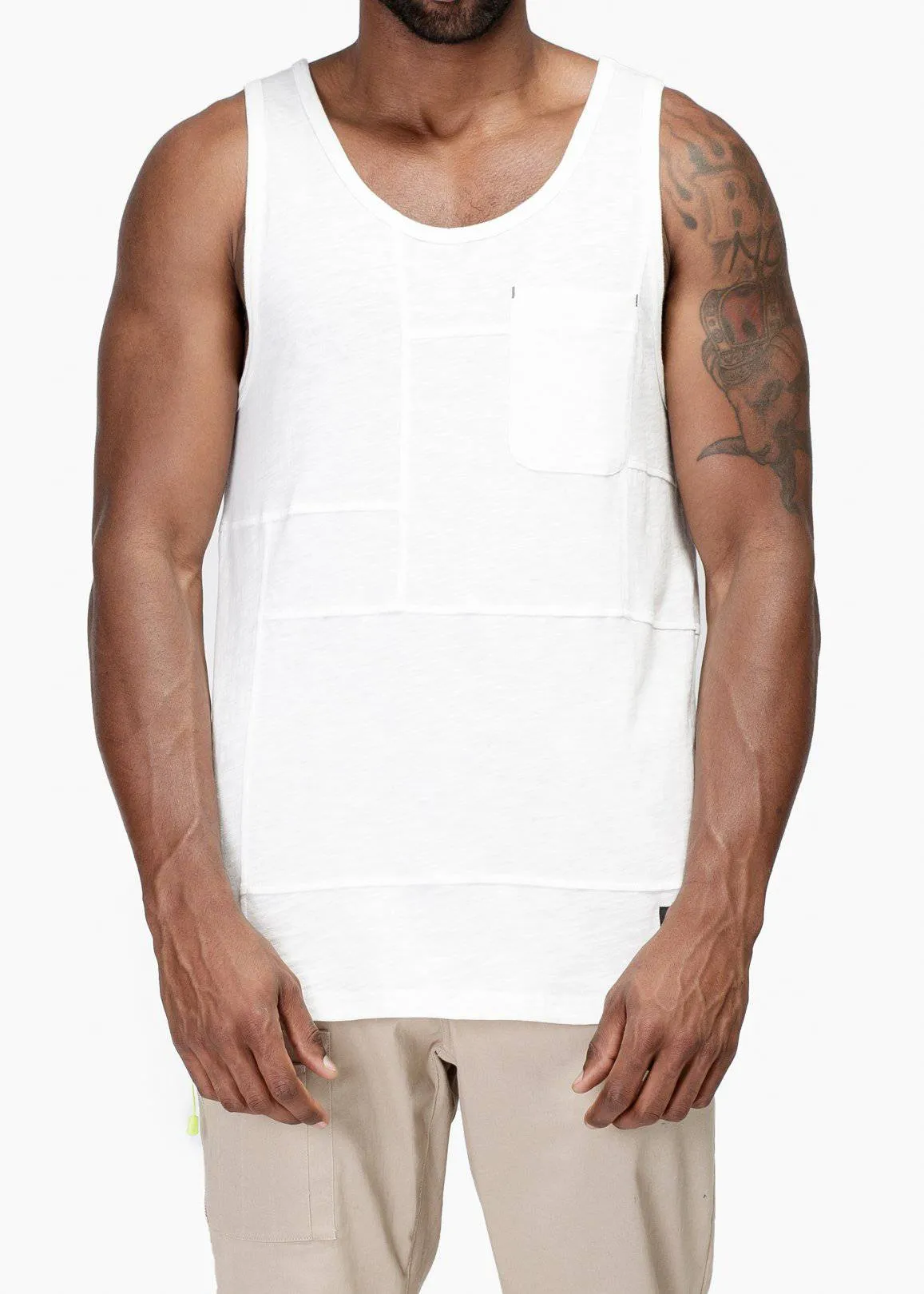 Konus Men's Multi Stitched Tank Top in White