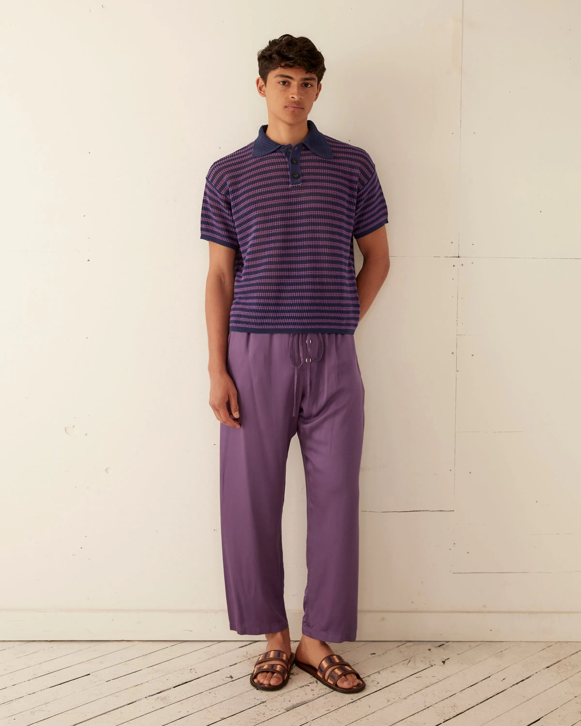 Lattice Polo - Duotone Stripe