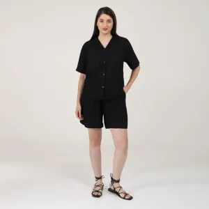 Linen Black Shirt for Women | Relax Fit