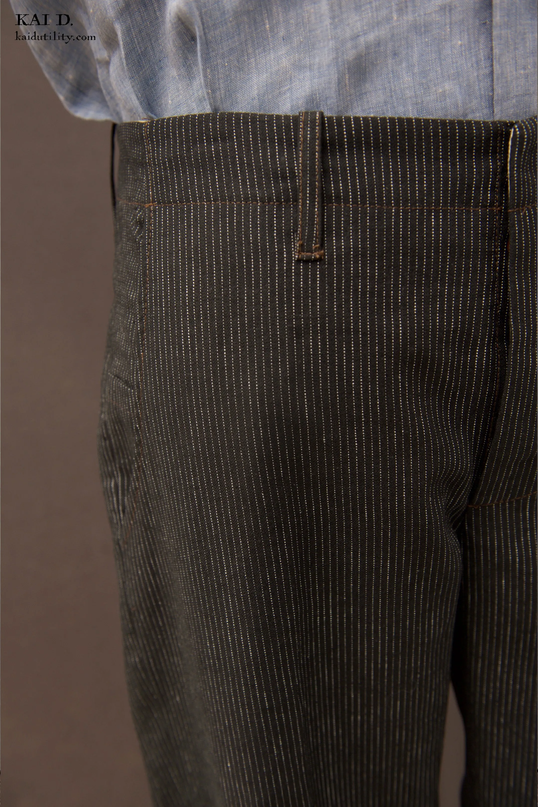 Linen Cotton Borough Pants - Black Pin - 30, 32, 34, 36