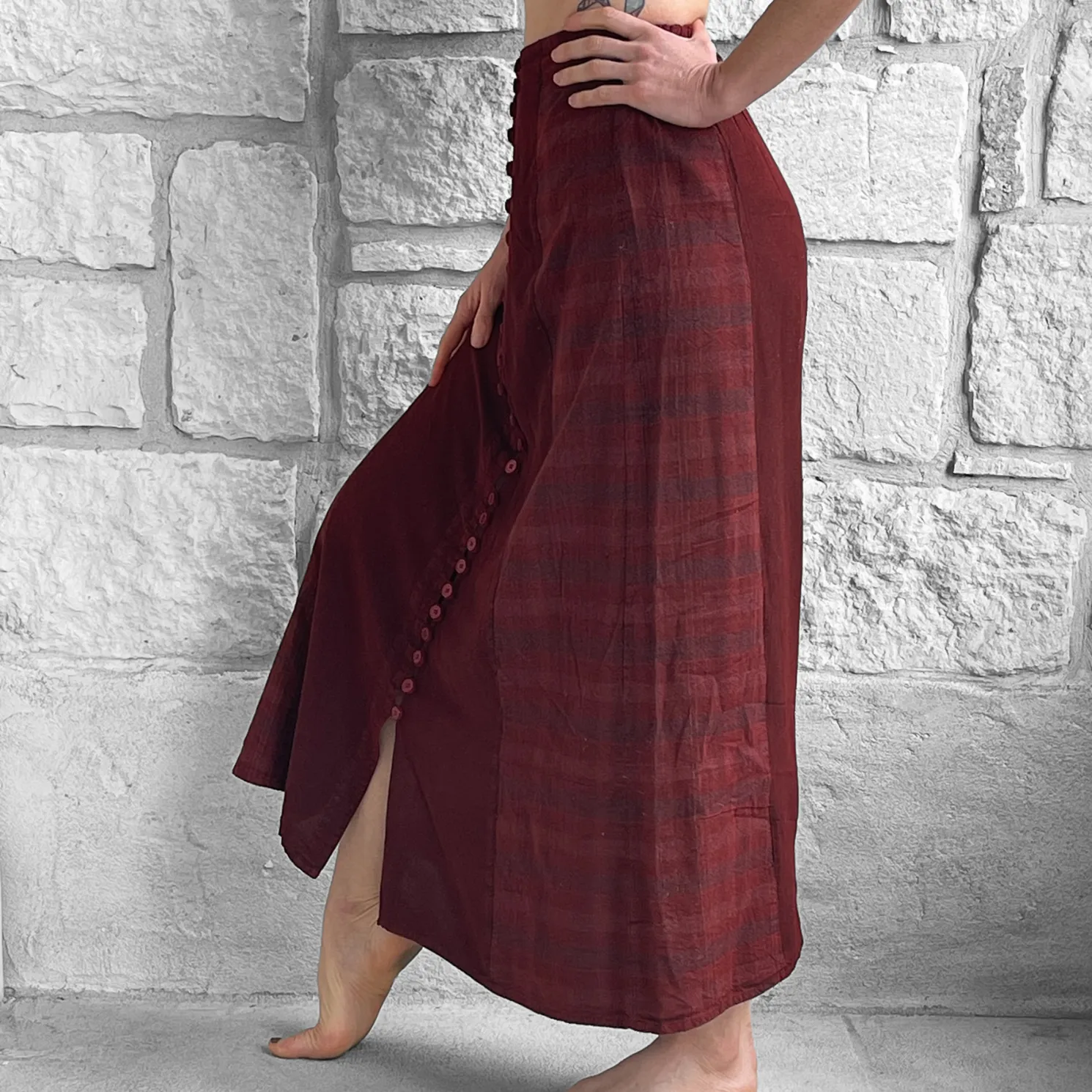 'Long Plaid Skirt' Renaissance Festival - Dark Red