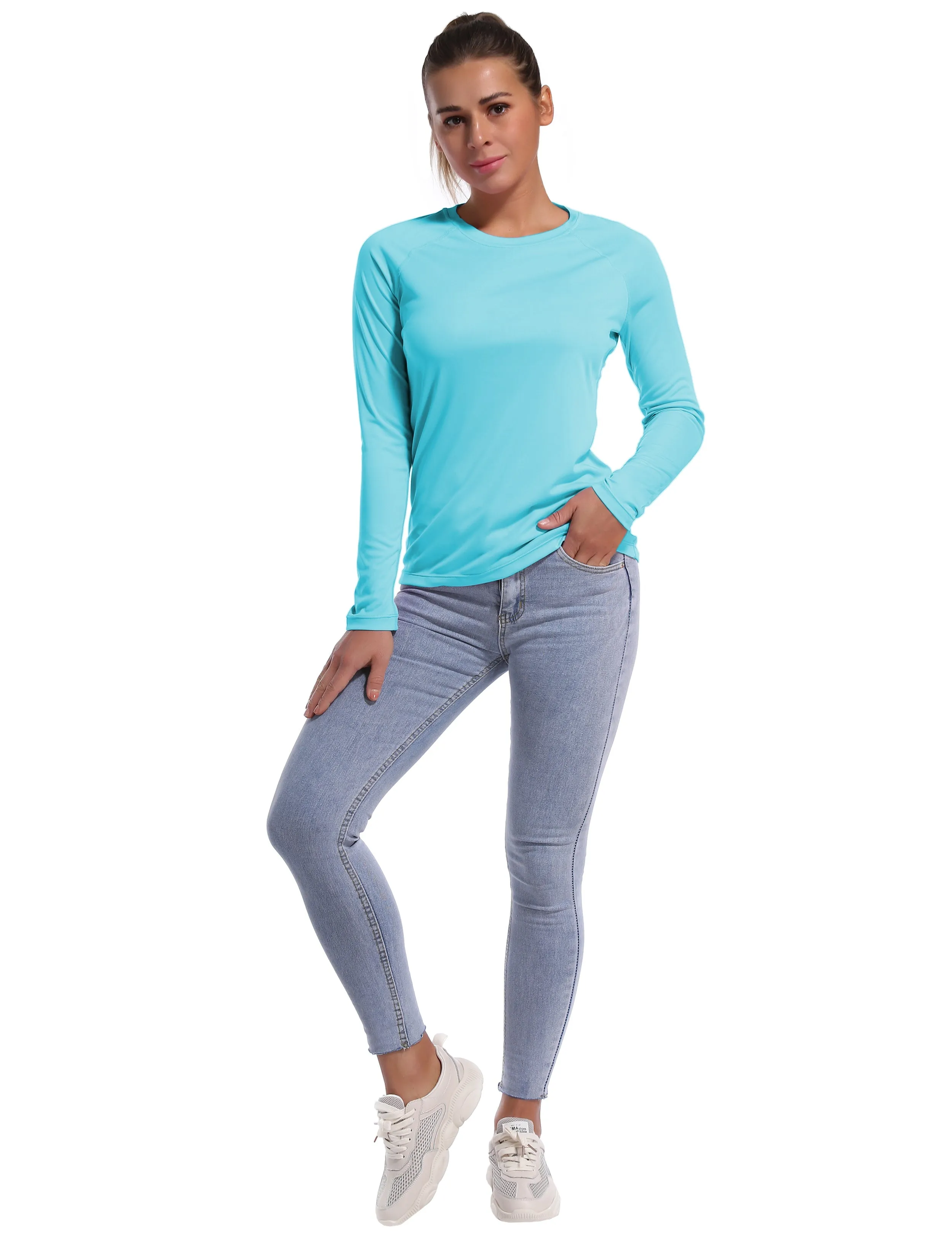 Long Sleeve Athletic Shirts blue_yoga