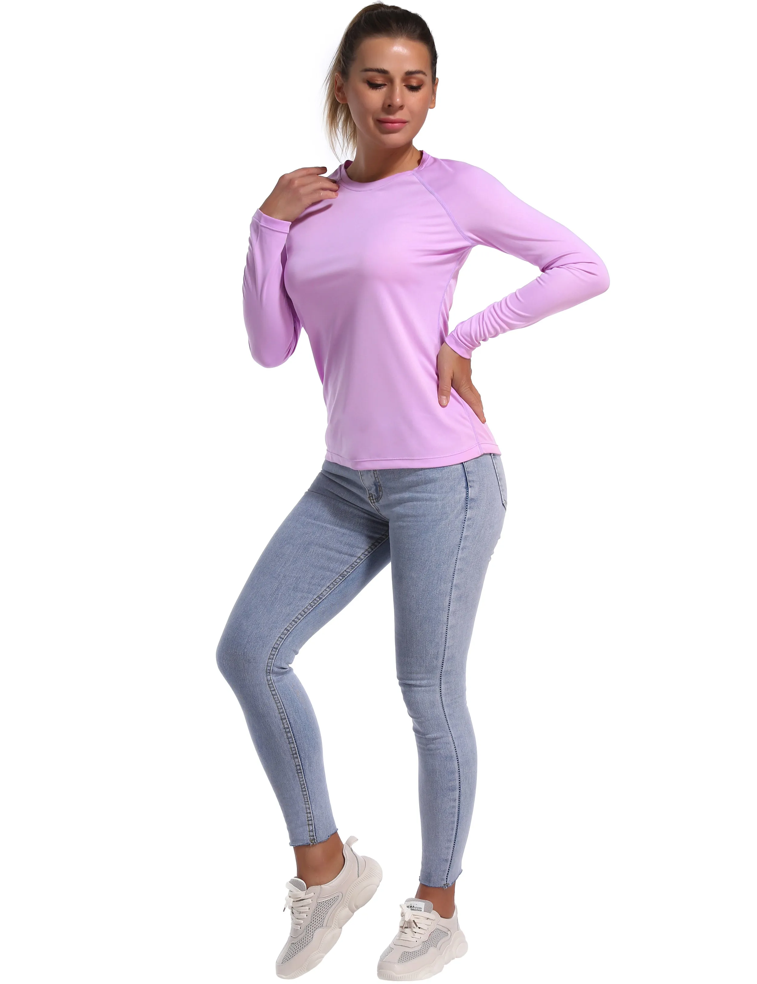 Long Sleeve Athletic Shirts purple_Pilates