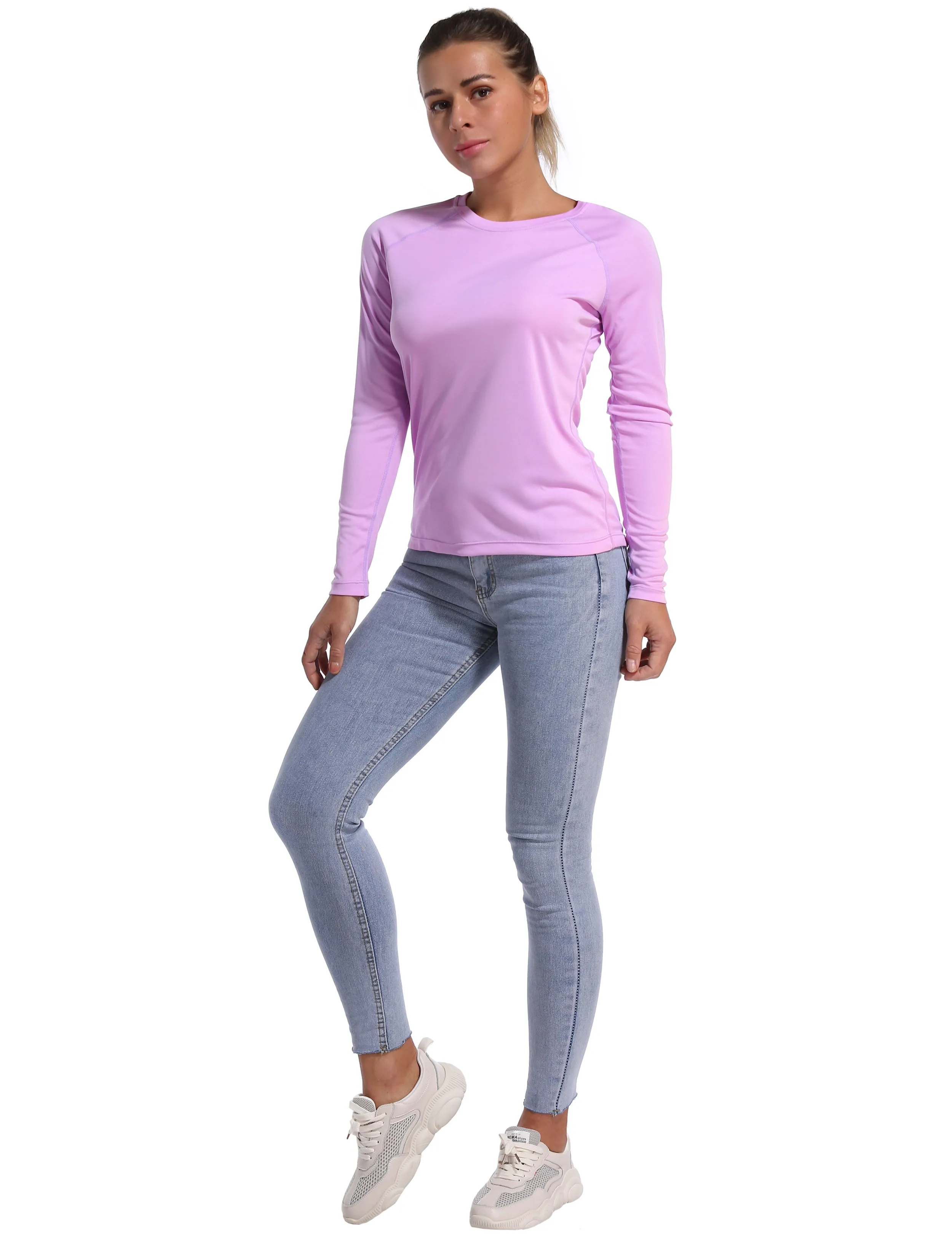 Long Sleeve Athletic Shirts purple_Pilates