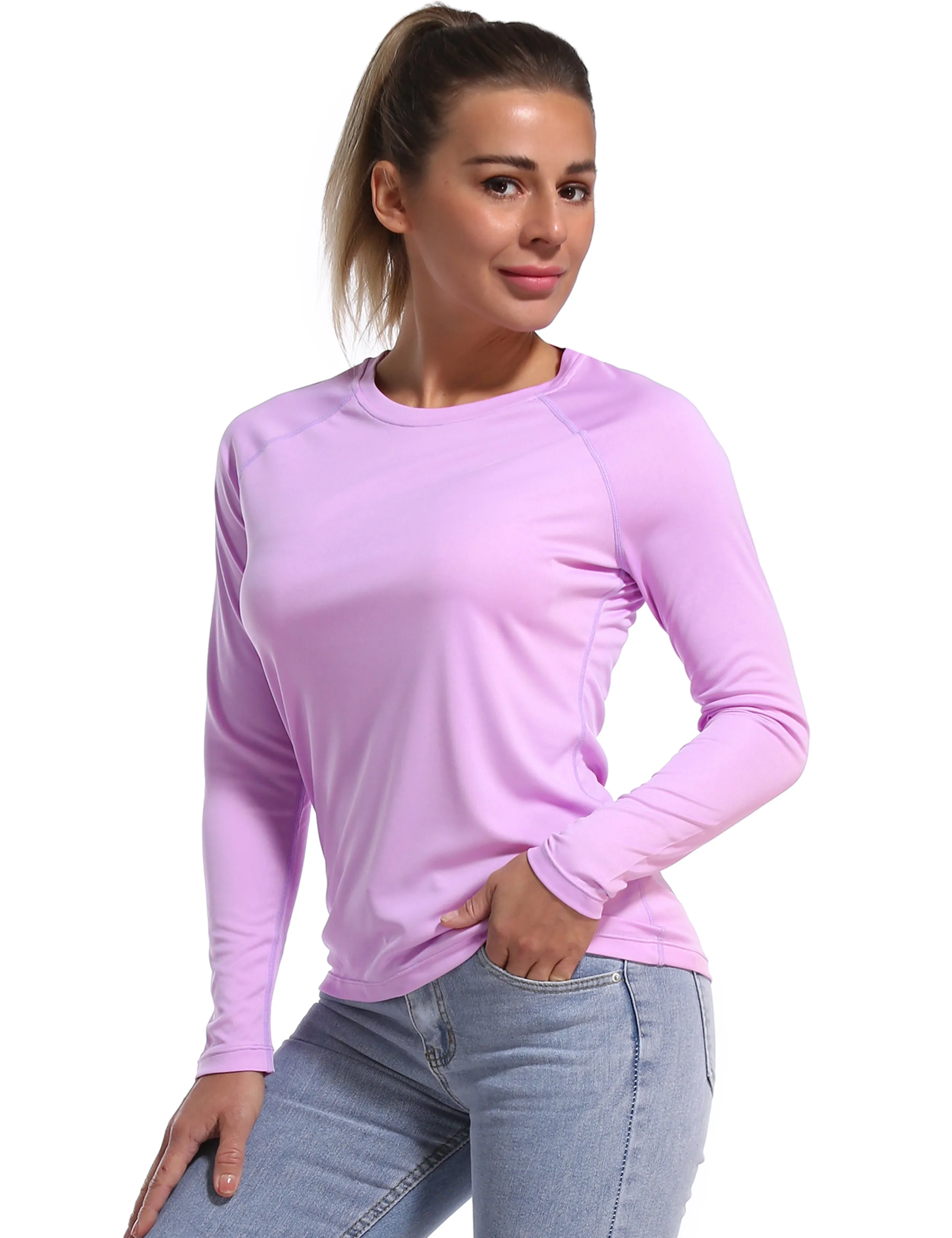 Long Sleeve Athletic Shirts purple_Pilates