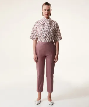 Machka Solid Straight Fit Trousers Old Rose