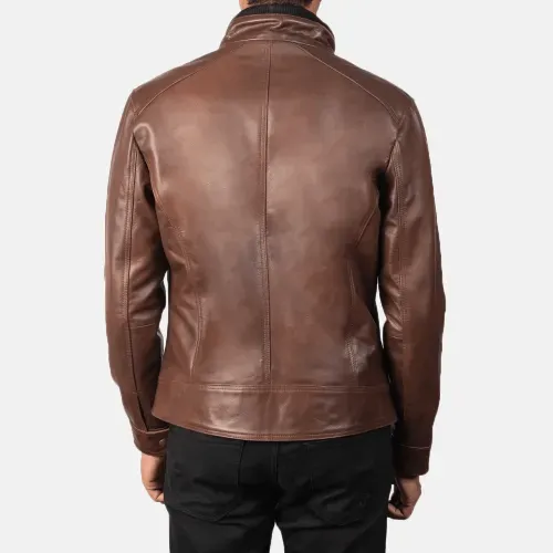 Mens Brown Cowhide Leather Jacket