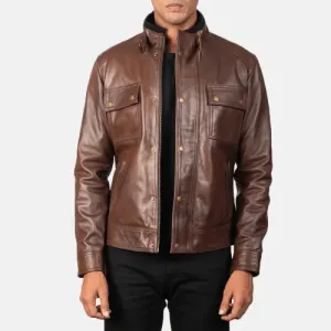 Mens Brown Cowhide Leather Jacket