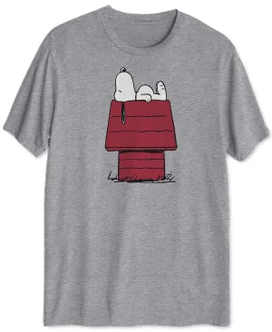 Men's Snoopy Doghouse Hybrid Graphic T-Shirt, Gray