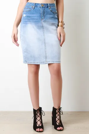 Ombre Pencil Denim Skirt