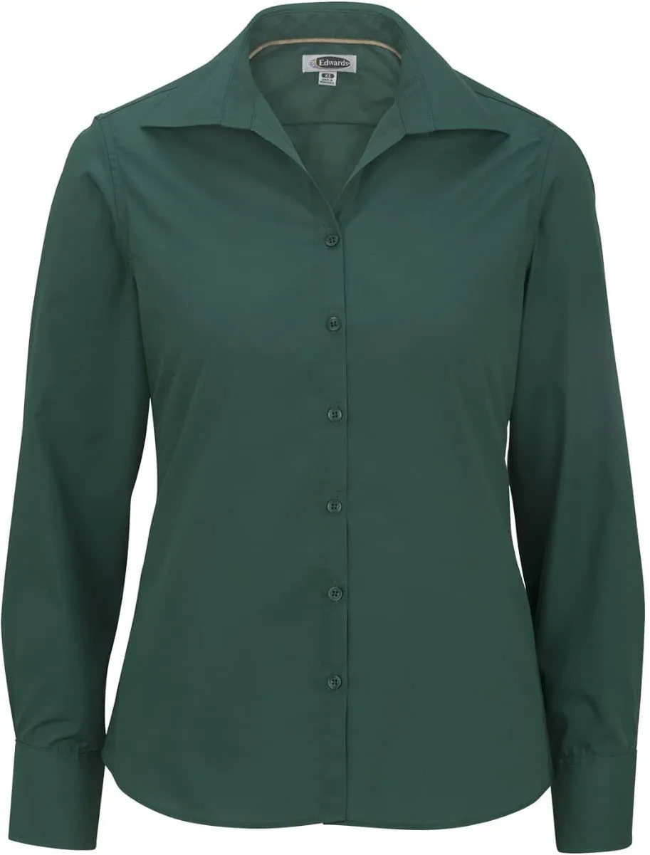 OUTLET-Edwards Ladies Lightweight Open Neck Poplin Blouse Long Sleeve