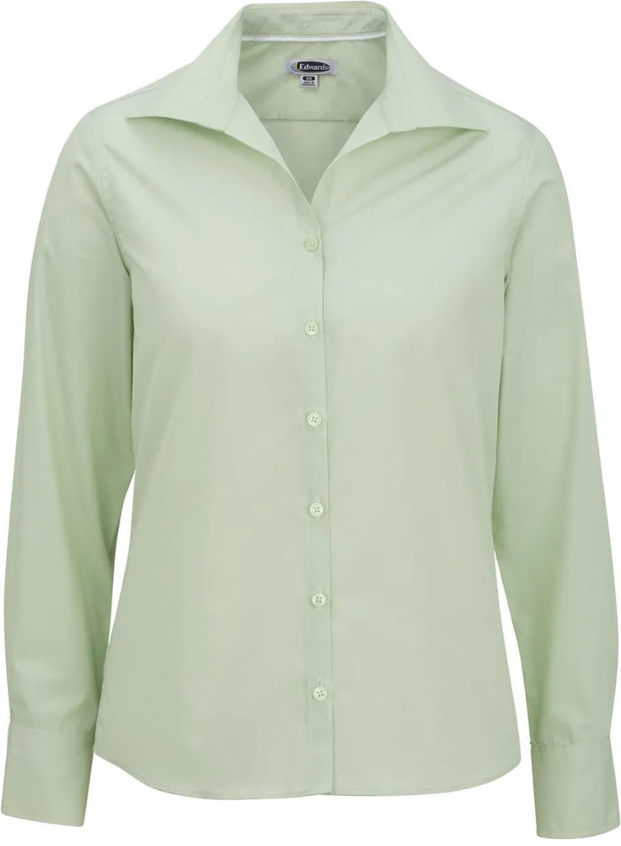 OUTLET-Edwards Ladies Lightweight Open Neck Poplin Blouse Long Sleeve