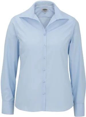 OUTLET-Edwards Ladies Lightweight Open Neck Poplin Blouse Long Sleeve